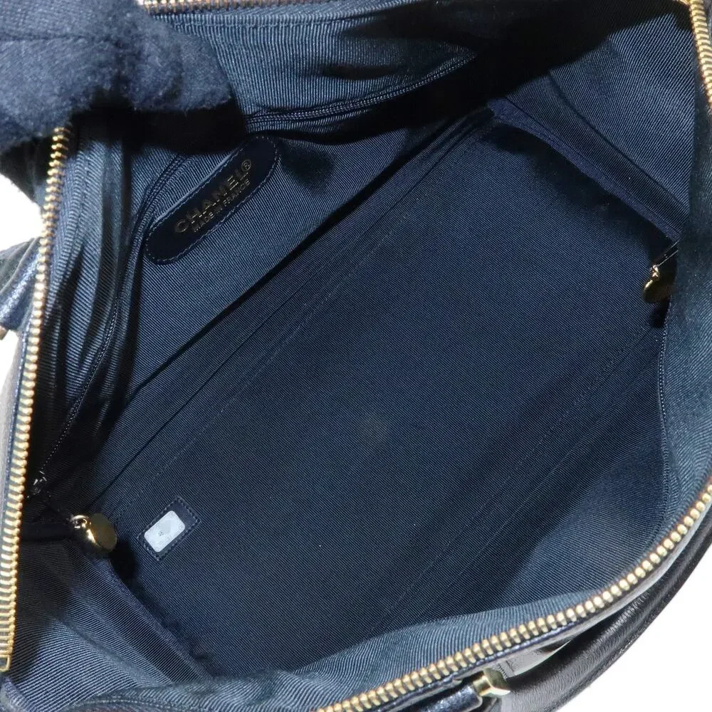 Chanel Coco Mark Caviar Leather Handbag Black